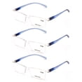 thumbnail image 2 of 3 Pairs Lightweight Transparent Clear Lens Rectangular Readers with Spring Hinge - Men Women Reading Glasses +3.25, 2 of 3