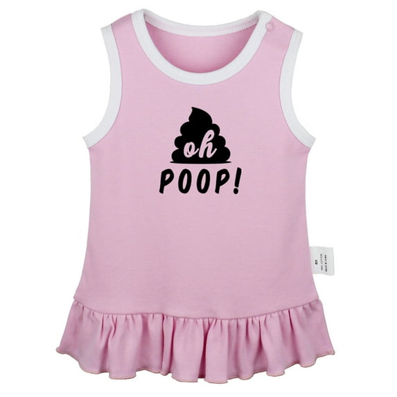 Oh Poop! Funny Dresses For Baby, Newborn Babies Skirts, Infant Princess Dress, 0-24M Kids Graphic Clothes (Pink Sleeveless Dresses, 6-12 Months)