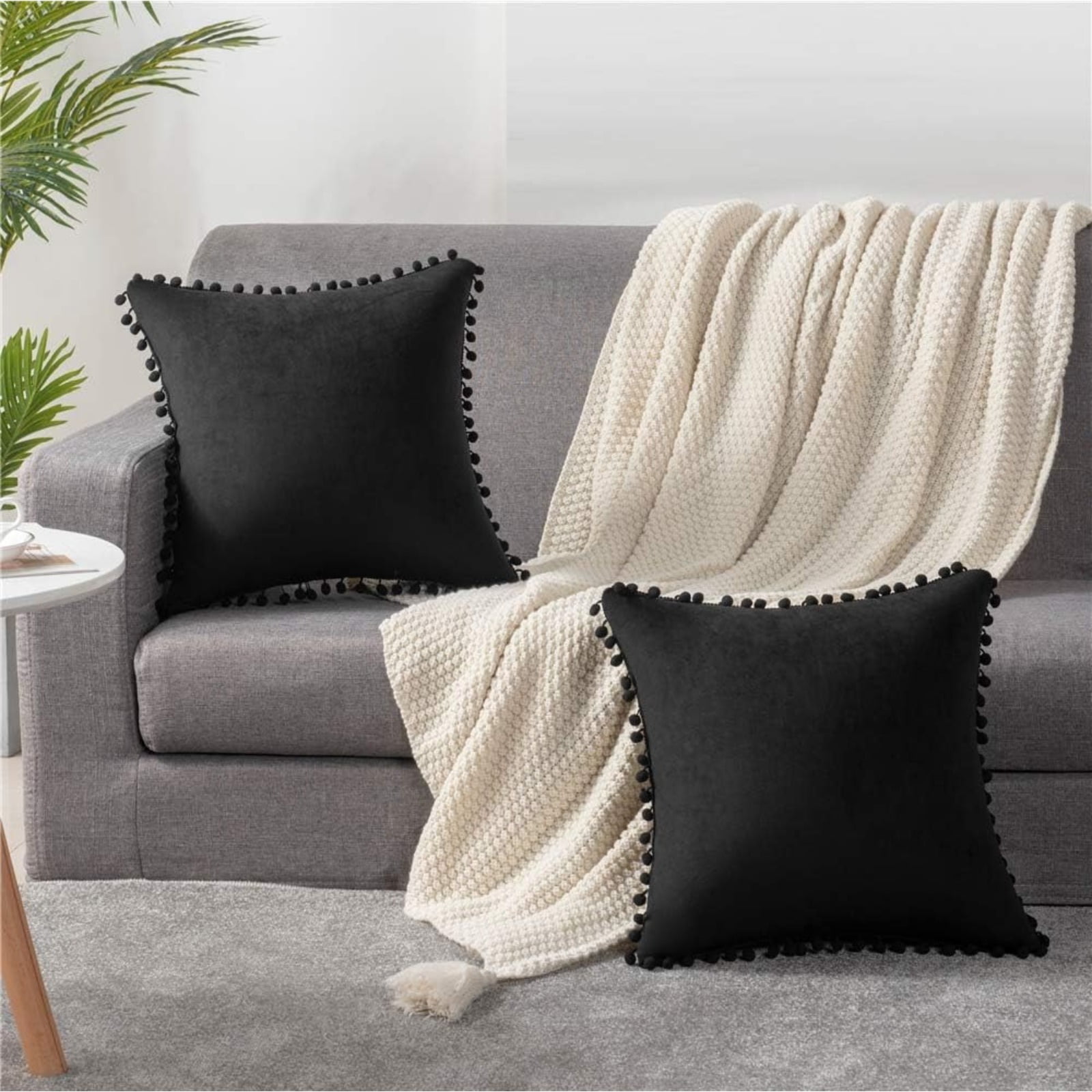 16×16 Inch Decorative Throw Pillow Cover 2-Pack Soft Textured Accent Cushion for Sofa Bed Living Room Home Decor