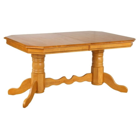 Double Trestle - Sunset Trading Double Pedestal Butterfly Top Trestle Dining Table in Light Oak Finish