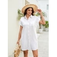 thumbnail image 3 of Zeagoo Cotton Linen Dress for Women Short Sleeve V-Neck Button Down Tunic Shift Dress Casual Breathable Comfy Summer Shirt Dress with Pocket for Beach Vacation and Everyday Wear, 3 of 7
