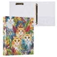 thumbnail image 3 of Lovely Cats and Leaves Hardcover 3 Ring Binder 1.5” Round Rings Binder Organizer Letter Size Paper Pockets School Office Supplies, 3 of 9