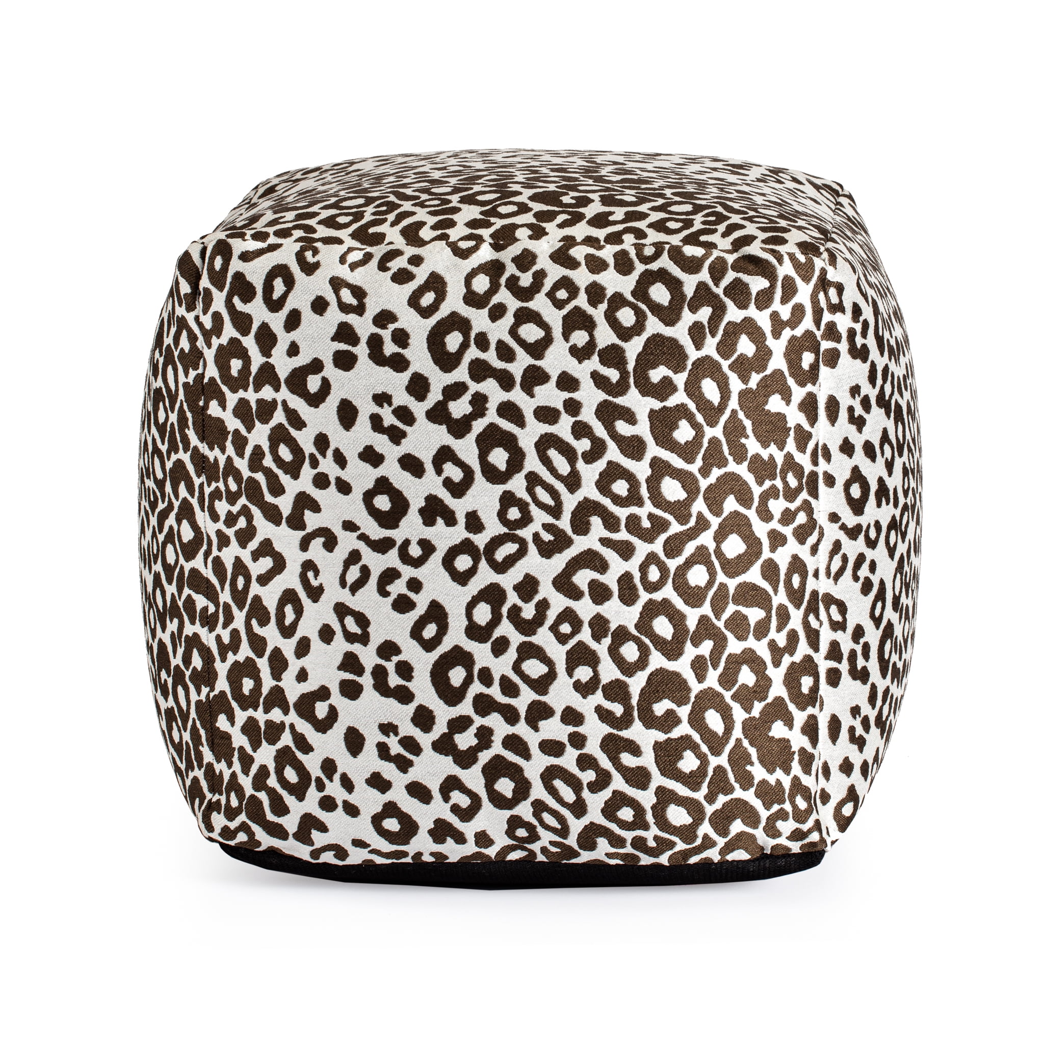 Amur Brown 18" x 18" x 18" Red & Ivory Pouf