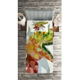 thumbnail image 2 of Ambesonne Dinosaur Quilted Coverlet 2 Pcs, Colorful Mosaic T-rex, Twin Size, Multicolor, 2 of 2
