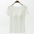 thumbnail image 1 of Camiseta de mujer de manga corta con almohadilla para el pecho de verano, sujetador de color liso, media manga, se puede usar como camisa de fondo, 1 of 6