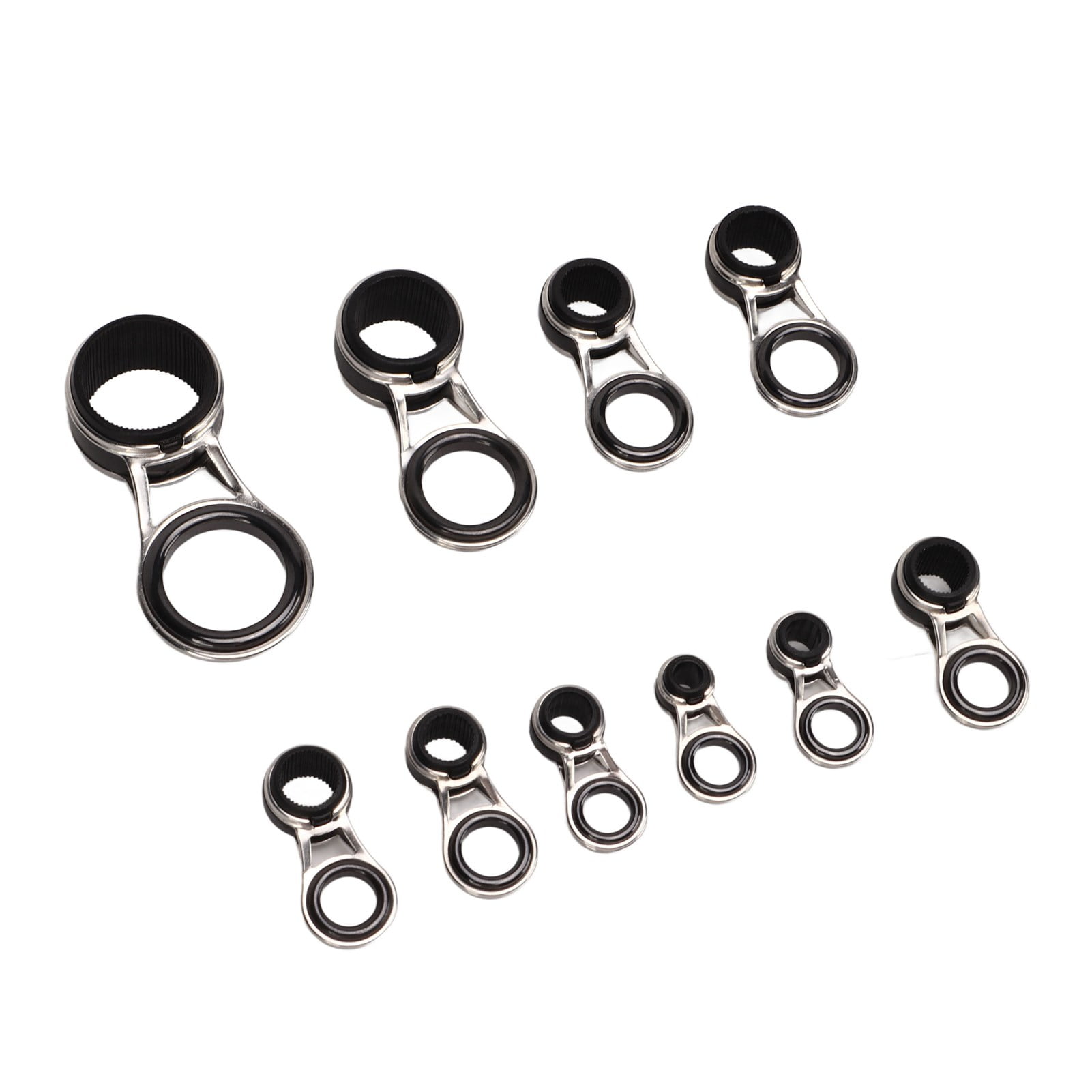 Fishing Rod Guides Set, Stainless Steel Frame Anti Tangled 5 Sizes