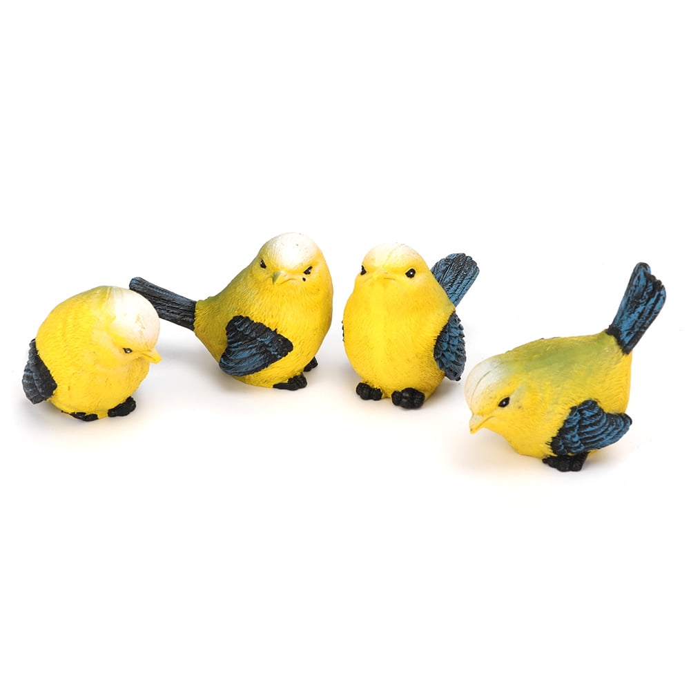 4Pcs Jardin Oiseaux Décor, Résine Oiseaux Figurine Animale, Décorations