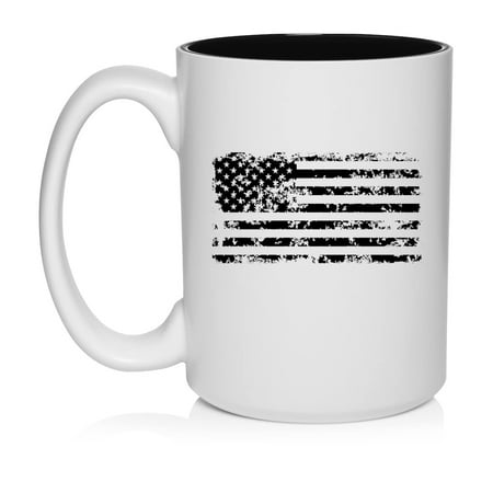 

Grunge American Flag Ceramic Coffee Mug Tea Cup Gift for Her Him Friend Men Coworker Boss Dad Brother Wife Husband Boyfriend Anniversary Birthday Grandpa Retirement (15oz White)