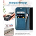 thumbnail image 3 of iPhone 13 Pro Case, iPhone 13 Pro 5G Case[Card Holder][Kickstand] [TPU Inner Shell][RFID Blocking] Flip Phone Cover Compatible for 6.1 Inch iPhone 13 Pro -Black - 3 Rear Cameras (Peacock Blue), 3 of 7