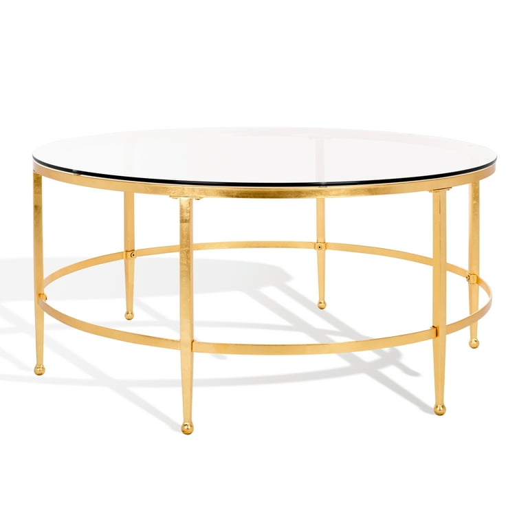 Safavieh, Couture Edmund Glam Round Metal Coffee Table, Antique