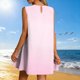 thumbnail image 4 of Vestido Corto para Mujeres Verano Moda Casual Impreso Lado Plisado Cuello Redondo sin Mangas, 4 of 7