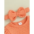 thumbnail image 6 of Newborn Girl Fall Outfits 3 6 9 12 18 24 Months 3Pcs Baby Girl Clothes Set Solid Color Crew Neck Long Sleeve Sweatshirts Long Pants Headband, 6 of 10