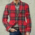 thumbnail image 5 of Zimjoy Plaid Sport Coats for Men One Button Vintage Corduroy Suit Jacket Slim Fit Casual Checkered Blazer Daily Wearing Sport Coats Work Office Business Blazers Jackets, Red M, 5 of 5