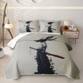 thumbnail image 2 of Erosebridal Samurai Sketch Quilt King,Ink Splash King Coverlet Set For Boys,3-Piece, 2 of 7