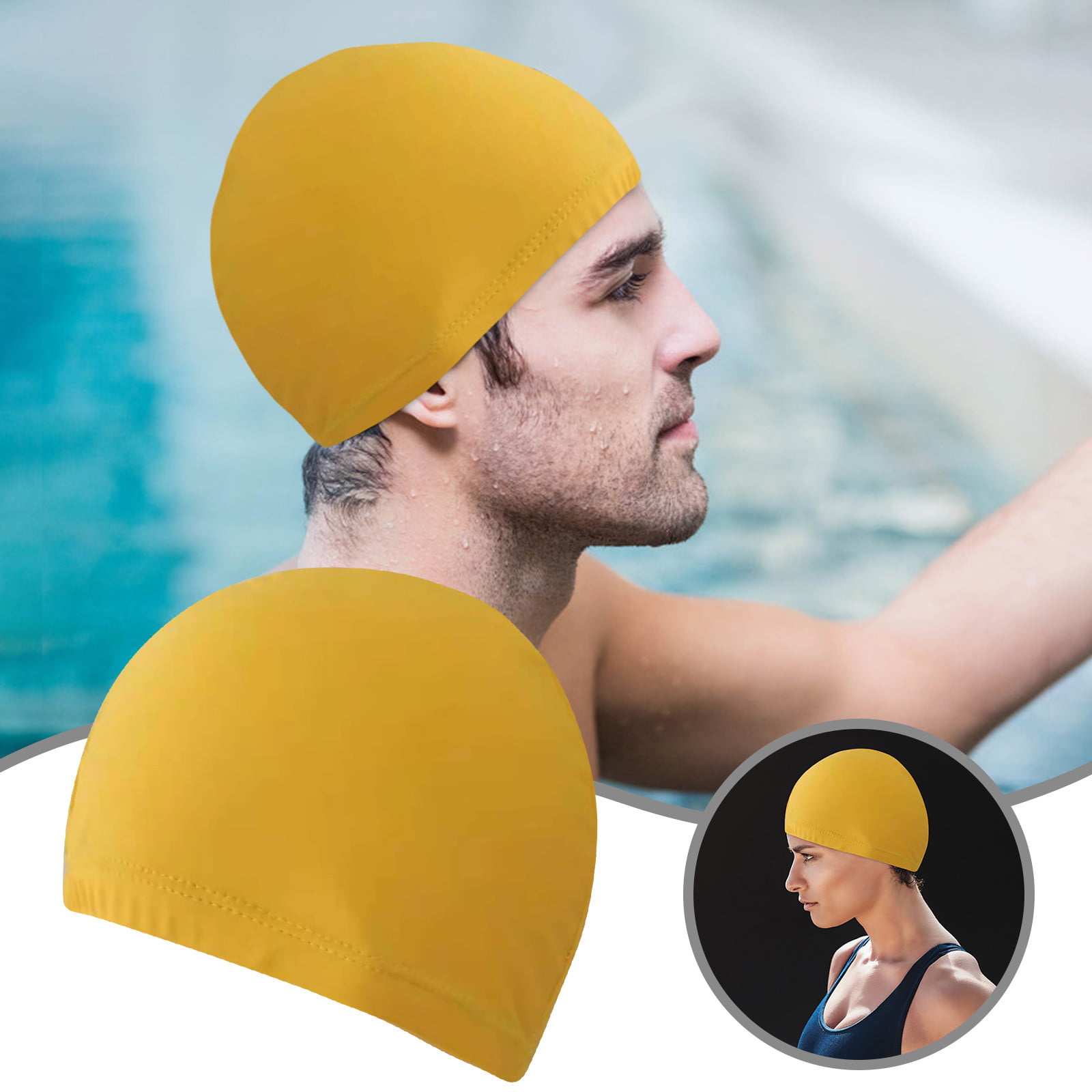 Long Hair Swimming Cap Sports Swim Elastic Hat Men Women Swims Nylon Turban Cap* 