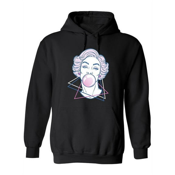 Retro Woman Blowing Bubble Gum Hoodie Women -Image by Shutterstock, Female x-Large
