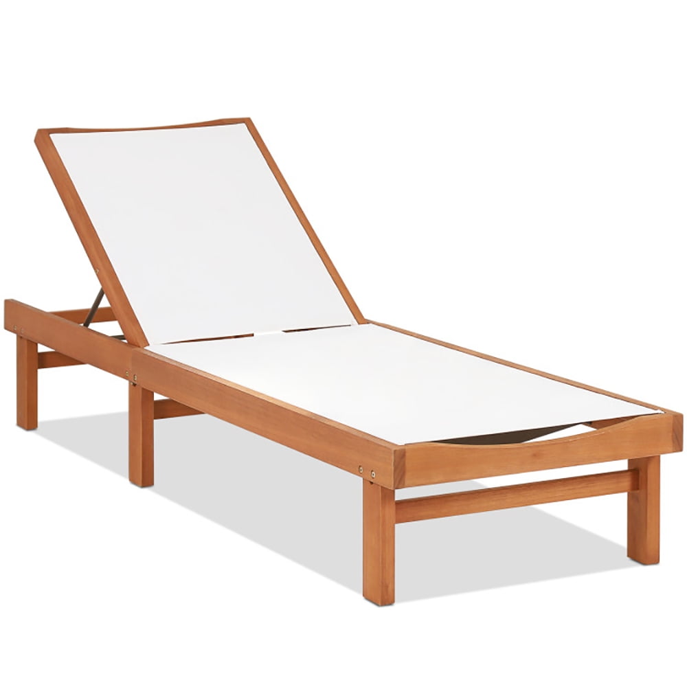 Aimee Lii Outdoor Wood Chaise Lounge Chair with 5-Postion Adjustable Back, Patio Loungers