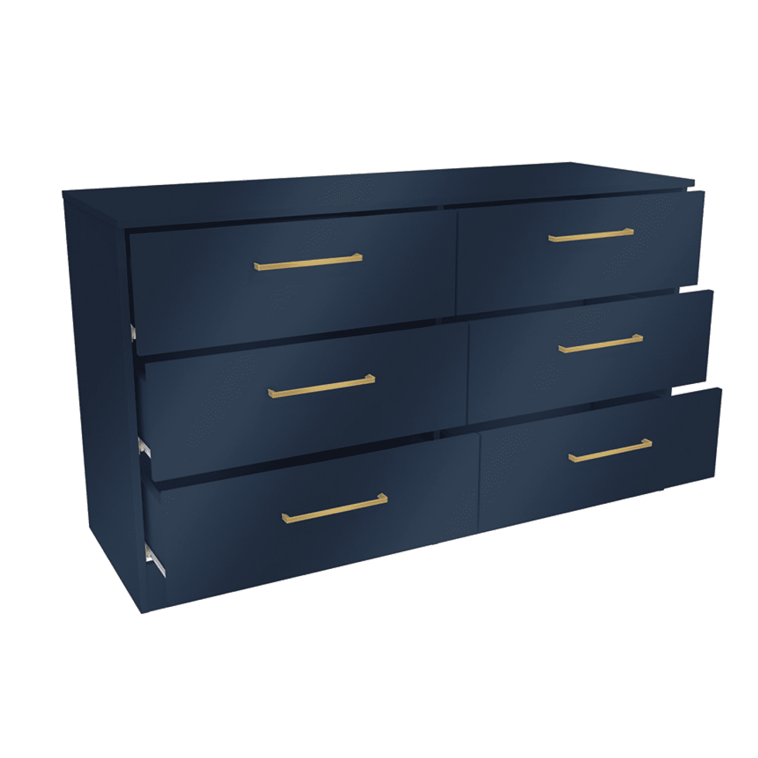 Kappesberg Jolyne 6-Drawer Horizontal Dresser, Blue with Gold Handles – Modern Bedroom Storage for Adults and Teens