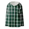 thumbnail image 5 of Women Plaid Hooded Jackets Drawstring Fall Long Sleeve Button Down Shackets Winter Warm Trendy Fashion Loose Clothing, 5 of 5