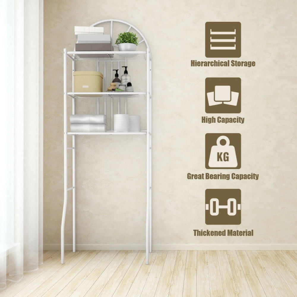 Finihen Towel Rack, Towel Holder, Toilet Storage Rack, Bathroom Towel Storage Rack with 3 Shelves, for Bathroom, White