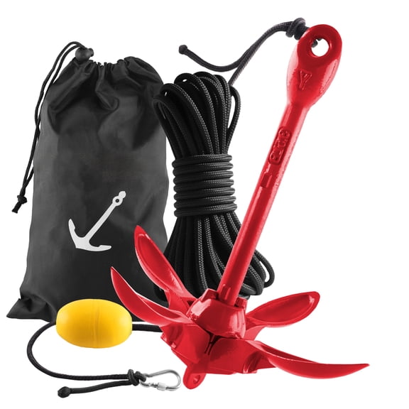 cyrico Kayak Anchor Kit, 3.5 Lb Folding Marine Grapnel Anchor Kit with 40ft Rope and Buoy for Kayaks PWC Paddle Boards Small Boat Canoes Fishing, Boating & Kayaking Accessories