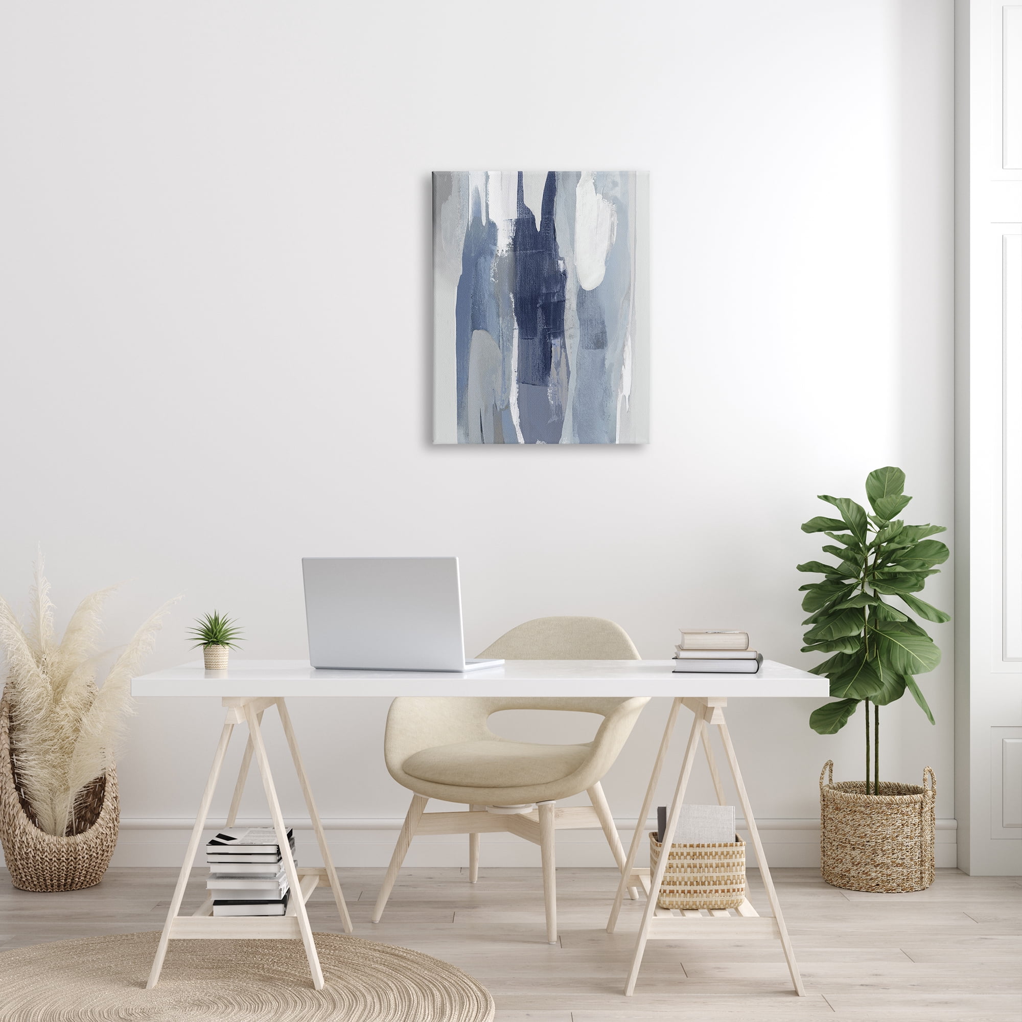 Stupell Industries Layers of Blue and White Abstract Movements, 24 x 30, Designed by Jackie Hanson