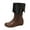 Coffee, variant on Women's Round Toe Knee High Boots Comfortable Wide Calf Leather Slouchy Fold Over Booties Hidden Wedge Slip On Riding Boots Orange Size 6