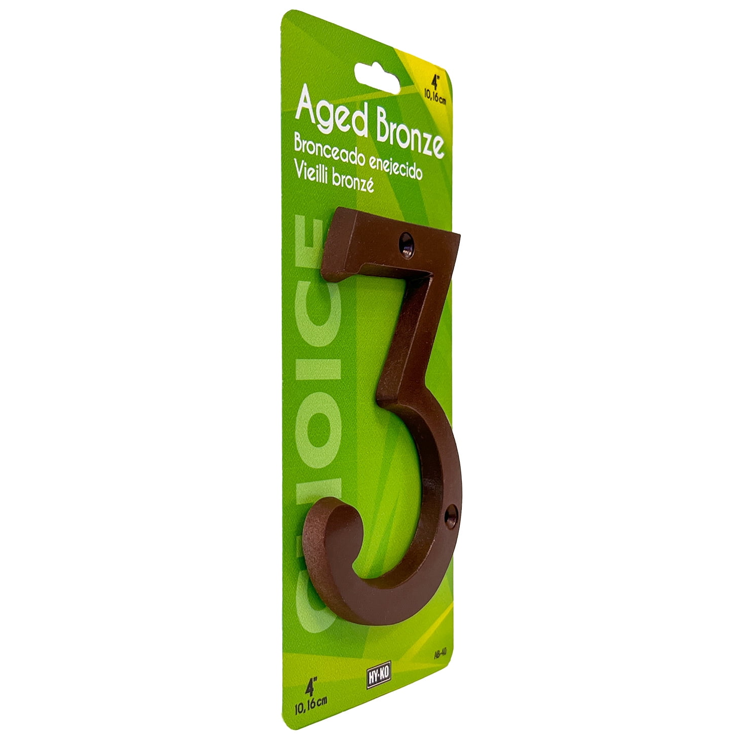 HY-KO 4" Aged Bronze Metal House Number 3