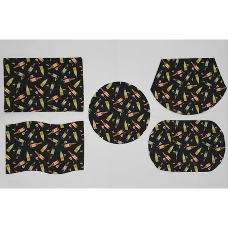 

Beer or Wine Placemats by Penny s Needful Things (Wedge - Set of 6) (Bottles & Corkscrews)