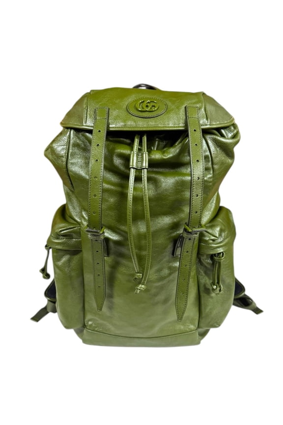 Pre-Owned Gucci Double G Backpack, Leather Daypack 725657, Men's (Good)