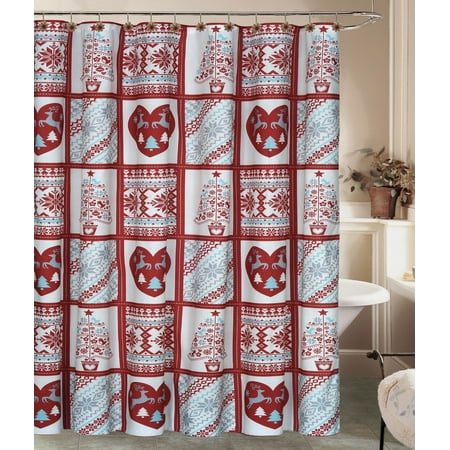 Holiday Fair Isle Snowflake Shower Curtain With 12 Resin Holiday Fair Isle Snowflake Shower Curtain With 12 Resin Hook Rings Bathroom Set Winter Com