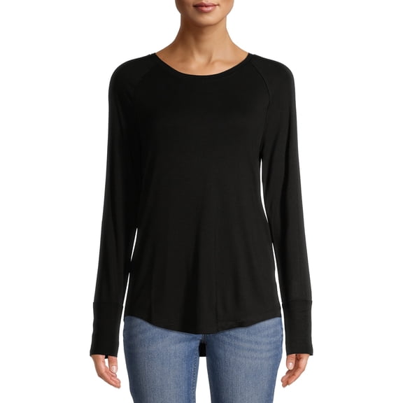 No Boundaries Juniors' Long Sleeve Raglan Elevate Tee