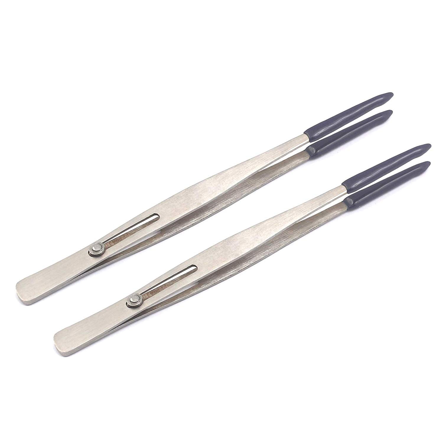 OdontoMed2011® Pack of 2 Tweezers Slide Locking Rubber Tipped 61/2