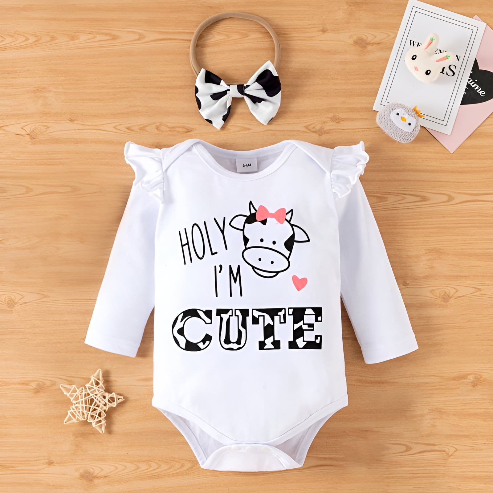 PatPat Newborn Girl Long-Sleeve Romper & Pants Set photo 7