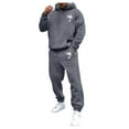 thumbnail image 2 of Men's Suits Product Title for Men Casual Solid Two Piece Hooded Sports Set with Raglan Sleeve Drawstring Pant Set, 2 of 5