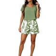 thumbnail image 6 of Enjoytime Summer Outfits for Women Solid Short Sleeve Tops with Print Shorts 2 Piece Sets Business Casual Travel Matching Clothing, 6 of 6