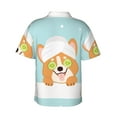 thumbnail image 3 of Balery Corgi With Towel Ans Slice Cucumber Print Men's Hawaiian Shirts Short Sleeve Beach Shirt Relaxed Fit Vacation Button Down Shirts-X-Large, 3 of 9
