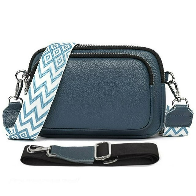 EASTIN Pochette pour Téléphone Portable en Cuir Véritable avec 2 Sangles (Bleu)