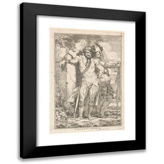 John Hamilton Mortimer 11x14 Black Modern Framed Museum Art Print Titled - Banditti on the Lookout (1778)