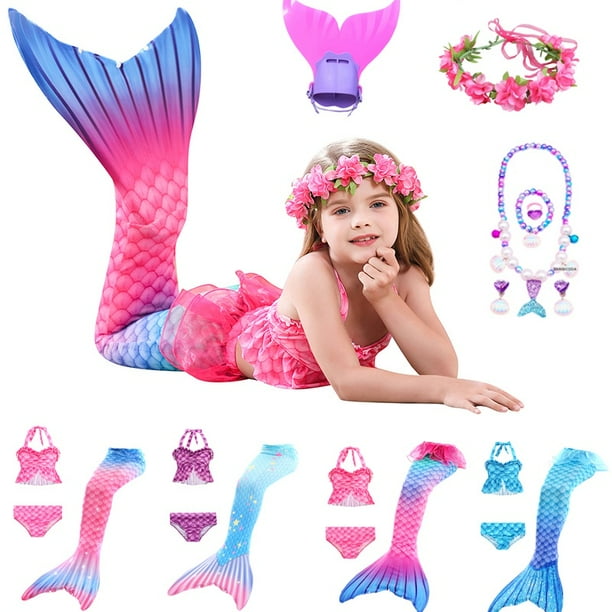 La Sirenita Ariel Traje De Baño De Sirena Para Niñas, Cola De