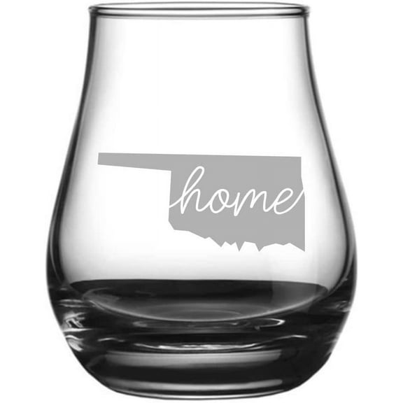 Oklahoma Home States Etched 4.1oz Spey Dram Whisky Glass