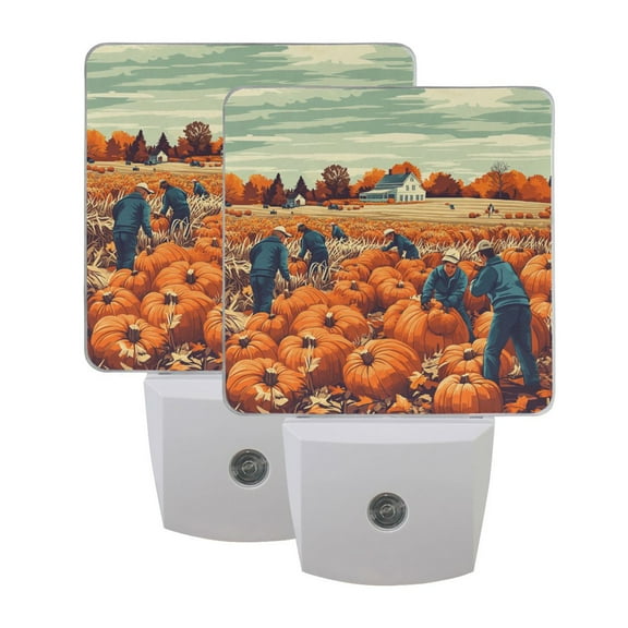 Fall Pumpkin Harvest LED Night Light with Smart Sensor Plug Into Wall Dusk to Dawn 2 packs