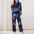 thumbnail image 2 of Fuzoiu Artistic Moon Rose Print Women's Long-Sleeved Pajama,Lounge Button Down Nightwear,Womens Notch Collar Pajama Set-Medium, 2 of 7