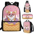 thumbnail image 6 of Jeiento Cute Corgi Backpack for School Girls 6-8 8-10 Bookbag with Lunch Box for Kids Ice Cream Elementary Middle School Bag Lunchbox Pencil Case Water Bottle Holder Shoulder Bag Set Pink, 6 of 6