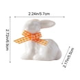 thumbnail image 6 of Easter Ceramic Bunny Figurines, White Porcelain Rabbit Statues with Gingham Bows, Set of 4 Tabletop Decor for Living Room & Entryway, Spring Home Ornaments, 6 of 6