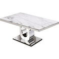 thumbnail image 3 of Silver Stainless Steel 9 Piece Dining Set with Marble Table and Black Chairs, 3 of 4