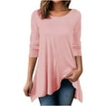 thumbnail image 2 of Idoravan Lightweight Sweaters for Women 2024 Spring Women Casual Full Long Sleeve Casual Loose Tunic Tops Crewneck Sweatshirts Pink XXXXXL, 2 of 6