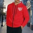 thumbnail image 2 of Zip Up Hoodies for Men Lightweight Drawstring Letter Print Long Sleeve Jackets Fleece Casual Slim Fit Coat with Pockets Red 3XL, 2 of 4
