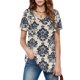 thumbnail image 2 of Camiseta Suelta de Cuello en V Impresa de Manga Corta de las Mujeres, Ligero 95% Poliéster 5% Spandex Casual Top para el Hogar Y el Uso Diario, Camiseta Cómoda, 2 of 5