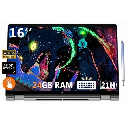 2025 HP OmniBook x Flip 16" FHD+ Touchscreen 2-in-1 Slim Laptop, Envy x360, Copilot+ PC, Ryzen AI 7 350, 24GB RAM, 2TB SSD, 21H Battery, Win 11 Home, W/Stylus